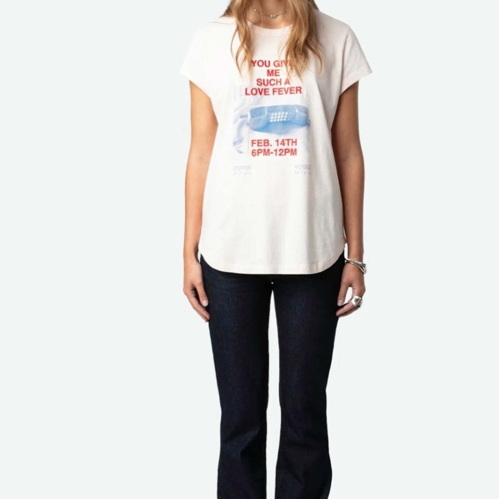 Zadig & Voltaire Woop HC Photoprint Telephone Graphic Tee Pink‎ XS Quiet Luxury